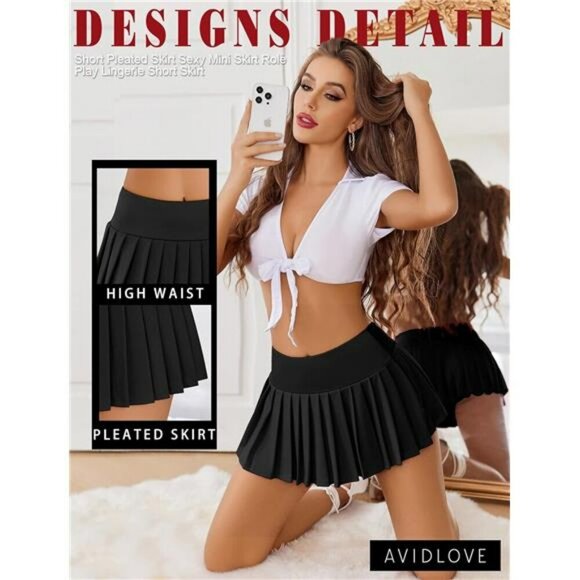 Womens Y2K Pleated Mini Skirt High Waist Cheer Tennis Skirt Casual Cute - Picture 3 of 6